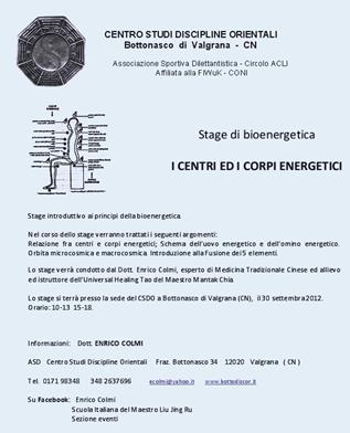 Stage bioenergetica 30 9 2012